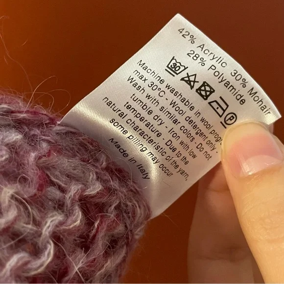 Maud Women’s Maja Knit Oversized Purple Open Weave Mohair Blend Italian Sweater - Picture 6 of 7